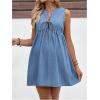 imageSOLY HUX Womens Maternity Dresses Sleeveless Jean Sundresses Tie Front Flowy Short Denim DressSolid Blue