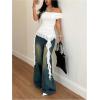 imageSOLY HUX Womens Off The Shoulder T Shirt Cap Sleeve Ruffle Asymmetrical Hem Ruched Tee Y2k Summer TopsPlain White