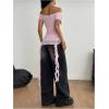 imageSOLY HUX Womens Off The Shoulder T Shirt Cap Sleeve Ruffle Asymmetrical Hem Ruched Tee Y2k Summer TopsPure Light Pink