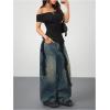 imageSOLY HUX Womens Off The Shoulder T Shirt Cap Sleeve Ruffle Asymmetrical Hem Ruched Tee Y2k Summer TopsSolid Black