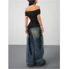 imageSOLY HUX Womens Off The Shoulder T Shirt Cap Sleeve Ruffle Asymmetrical Hem Ruched Tee Y2k Summer TopsSolid Black