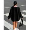 imageSOLY HUX Womens Oversized Tees Striped Letter Print Y2k Jersey T Shirt Collar V Neck Long Sleeve Loose TopsBlack Number