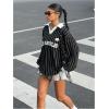 imageSOLY HUX Womens Oversized Tees Striped Letter Print Y2k Jersey T Shirt Collar V Neck Long Sleeve Loose TopsBlack Striped