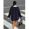 imageSOLY HUX Womens Oversized Tees Striped Letter Print Y2k Jersey T Shirt Collar V Neck Long Sleeve Loose TopsDark Blue Striped