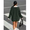 imageSOLY HUX Womens Oversized Tees Striped Letter Print Y2k Jersey T Shirt Collar V Neck Long Sleeve Loose TopsDark Green Striped