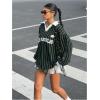 imageSOLY HUX Womens Oversized Tees Striped Letter Print Y2k Jersey T Shirt Collar V Neck Long Sleeve Loose TopsDark Green Striped