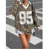 imageSOLY HUX Womens Oversized Tees Striped Letter Print Y2k Jersey T Shirt Collar V Neck Long Sleeve Loose TopsMulticoloured Leopard