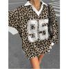 imageSOLY HUX Womens Oversized Tees Striped Letter Print Y2k Jersey T Shirt Collar V Neck Long Sleeve Loose TopsMulticoloured Leopard