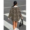 imageSOLY HUX Womens Oversized Tees Striped Letter Print Y2k Jersey T Shirt Collar V Neck Long Sleeve Loose TopsMulticoloured Leopard