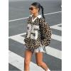 imageSOLY HUX Womens Oversized Tees Striped Letter Print Y2k Jersey T Shirt Collar V Neck Long Sleeve Loose TopsMulticoloured Leopard
