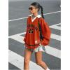 imageSOLY HUX Womens Oversized Tees Striped Letter Print Y2k Jersey T Shirt Collar V Neck Long Sleeve Loose TopsOrange Striped