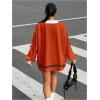 imageSOLY HUX Womens Oversized Tees Striped Letter Print Y2k Jersey T Shirt Collar V Neck Long Sleeve Loose TopsOrange Striped