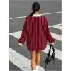 imageSOLY HUX Womens Oversized Tees Striped Letter Print Y2k Jersey T Shirt Collar V Neck Long Sleeve Loose TopsRed Striped