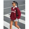 imageSOLY HUX Womens Oversized Tees Striped Letter Print Y2k Jersey T Shirt Collar V Neck Long Sleeve Loose TopsRed Striped