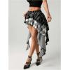 imageSOLY HUX Womens Plaid Ruffle Mini Skirt Y2k A Line Layered Asymmetrical Hem Skirts with Shorts UnderneathBlack Plaid