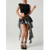 imageSOLY HUX Womens Plaid Ruffle Mini Skirt Y2k A Line Layered Asymmetrical Hem Skirts with Shorts UnderneathBlack and White Plaid