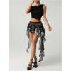 imageSOLY HUX Womens Plaid Ruffle Mini Skirt Y2k A Line Layered Asymmetrical Hem Skirts with Shorts UnderneathBlack and White Plaid