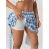 imageSOLY HUX Womens Plaid Ruffle Mini Skirt Y2k A Line Layered Asymmetrical Hem Skirts with Shorts UnderneathBlue Plaid