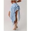 imageSOLY HUX Womens Plaid Ruffle Mini Skirt Y2k A Line Layered Asymmetrical Hem Skirts with Shorts UnderneathBlue Plaid