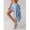 imageSOLY HUX Womens Plaid Ruffle Mini Skirt Y2k A Line Layered Asymmetrical Hem Skirts with Shorts UnderneathBlue Plaid