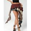 imageSOLY HUX Womens Plaid Ruffle Mini Skirt Y2k A Line Layered Asymmetrical Hem Skirts with Shorts UnderneathMulticoloured Plaid