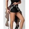 imageSOLY HUX Womens Plaid Ruffle Mini Skirt Y2k A Line Layered Asymmetrical Hem Skirts with Shorts UnderneathMulticoloured Plaid