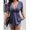 imageSOLY HUX Womens Plus Size Deep V Neck Twist Front T Shirts Short Sleeve Summer Tunic Tops Ruffle Flowy TeesDusty Blue