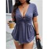 imageSOLY HUX Womens Plus Size Deep V Neck Twist Front T Shirts Short Sleeve Summer Tunic Tops Ruffle Flowy TeesDusty Blue