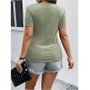 imageSOLY HUX Womens Plus Size Deep V Neck Twist Front T Shirts Short Sleeve Summer Tunic Tops Ruffle Flowy TeesOlive Green