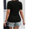 imageSOLY HUX Womens Plus Size Deep V Neck Twist Front T Shirts Short Sleeve Summer Tunic Tops Ruffle Flowy TeesPure Black