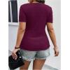 imageSOLY HUX Womens Plus Size Deep V Neck Twist Front T Shirts Short Sleeve Summer Tunic Tops Ruffle Flowy TeesPure Purple