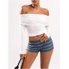 imageSOLY HUX Womens Striped Micro Shorts Y2k Knit Low Rise Booty Mini Shorts Color Block Stretchy LoungewearBlue Striped