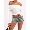 imageSOLY HUX Womens Striped Micro Shorts Y2k Knit Low Rise Booty Mini Shorts Color Block Stretchy LoungewearGrey Striped
