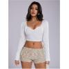 imageSOLY HUX Womens Striped Micro Shorts Y2k Knit Low Rise Booty Mini Shorts Color Block Stretchy LoungewearKhaki