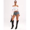 imageSOLY HUX Womens Striped Micro Shorts Y2k Knit Low Rise Booty Mini Shorts Color Block Stretchy LoungewearLight Blue Striped