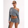 imageSOLY HUX Womens Striped Micro Shorts Y2k Knit Low Rise Booty Mini Shorts Color Block Stretchy LoungewearLight Blue Striped