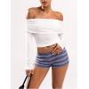 imageSOLY HUX Womens Striped Micro Shorts Y2k Knit Low Rise Booty Mini Shorts Color Block Stretchy LoungewearMauve Purple Striped