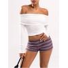imageSOLY HUX Womens Striped Micro Shorts Y2k Knit Low Rise Booty Mini Shorts Color Block Stretchy LoungewearPink Striped