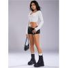 imageSOLY HUX Womens Striped Micro Shorts Y2k Knit Low Rise Booty Mini Shorts Color Block Stretchy LoungewearPlain Black