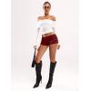 imageSOLY HUX Womens Striped Micro Shorts Y2k Knit Low Rise Booty Mini Shorts Color Block Stretchy LoungewearRed Striped