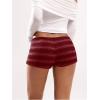 imageSOLY HUX Womens Striped Micro Shorts Y2k Knit Low Rise Booty Mini Shorts Color Block Stretchy LoungewearRed Striped
