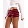 imageSOLY HUX Womens Striped Micro Shorts Y2k Knit Low Rise Booty Mini Shorts Color Block Stretchy LoungewearRed Striped