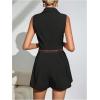 imageSOLY HUX Womens V Neck Collar Sleeveless Romper Pleated Wide Leg Loose Short JumpsuitSolid Black