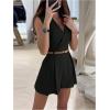 imageSOLY HUX Womens V Neck Collar Sleeveless Romper Pleated Wide Leg Loose Short JumpsuitSolid Black