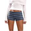 imageSOLY HUX Womens Striped Micro Shorts Y2k Knit Low Rise Booty Mini Shorts Color Block Stretchy LoungewearBlue Striped