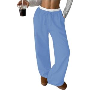 imageSOLY HUX Girls Drawstring Waist Baggy Sweatpants Wide Leg Casual Loose Long PantsLight Blue