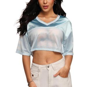 imageSOLY HUX Jersey Shirts for Women Y2k Crop Tops Streetwear Sportswear Short Sleeve TShirt Cute Football Jersey TopLight Blue