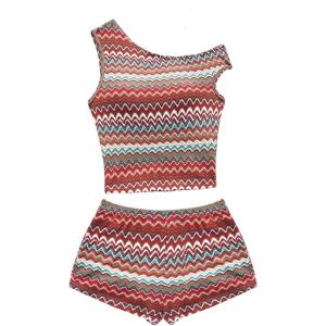 imageSOLY HUX Womens 2 Piece Striped Off The Shoulder Crop Tops and Mini Shorts Set Summer Y2K Going Out OutfitsMulticoloured Chevron