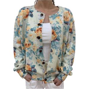 imageSOLY HUX Womens Floral Print Button Down Cardigan Sweater Lightweight Cozy Fall Outfits Trendy 2025Mint Green Floral