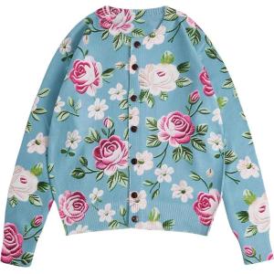 imageSOLY HUX Womens Floral Print Button Down Cardigan Sweater Lightweight Cozy Fall Outfits Trendy 2025Multicolor Green